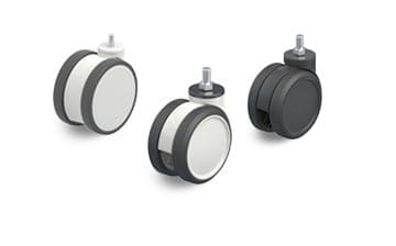 MOVE & LDDG/LKDB series twin synthetic castors with threaded pin