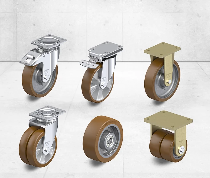 Wheels and castors with cast Blickle Besthane® polyurethane tread