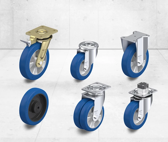 Wheels and castors with cast Blickle Besthane® Soft polyurethane tread