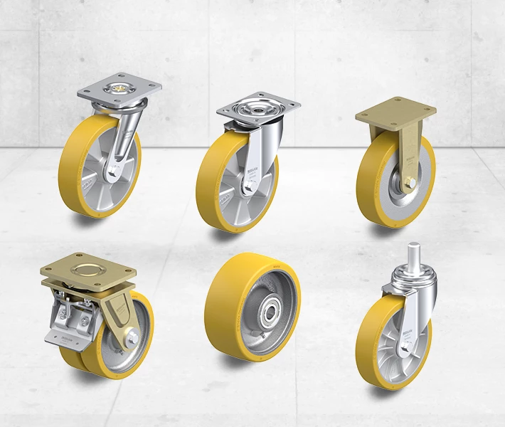 Wheels and castors with cast Blickle Extrathane® polyurethane tread