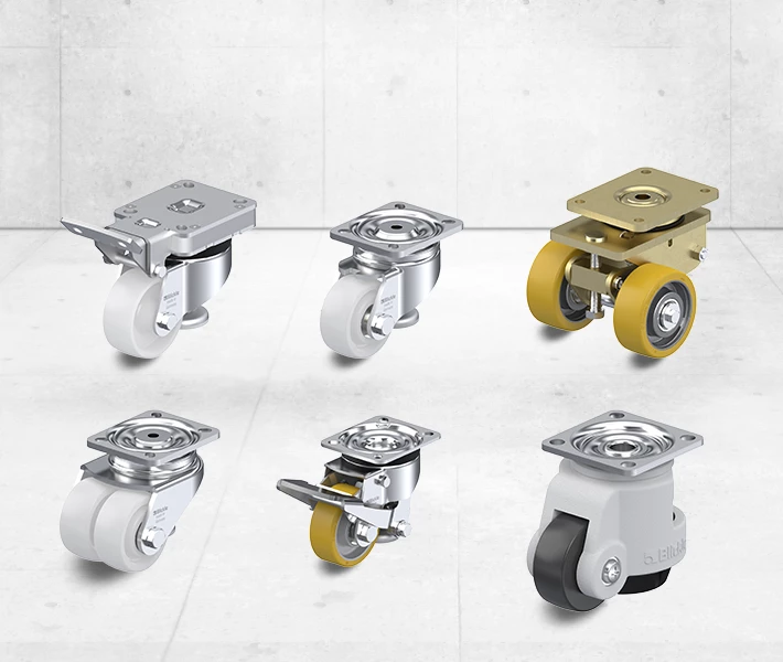 Compact and levelling castors