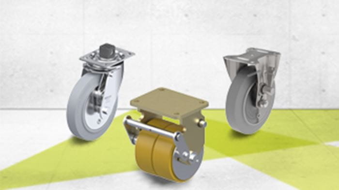 Castors with dead man’s brakes and drum brakes