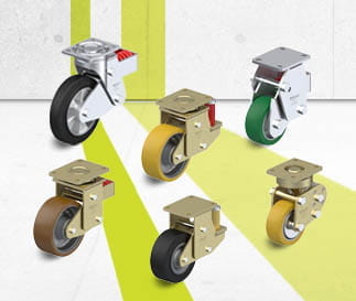 Spring-loaded wheel and castor series