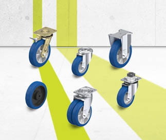 Wheels and castors with cast Blickle Besthane Soft polyurethane tread