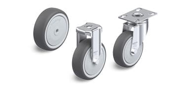 PATH wheels and castors with injection-moulded polyurethane tread